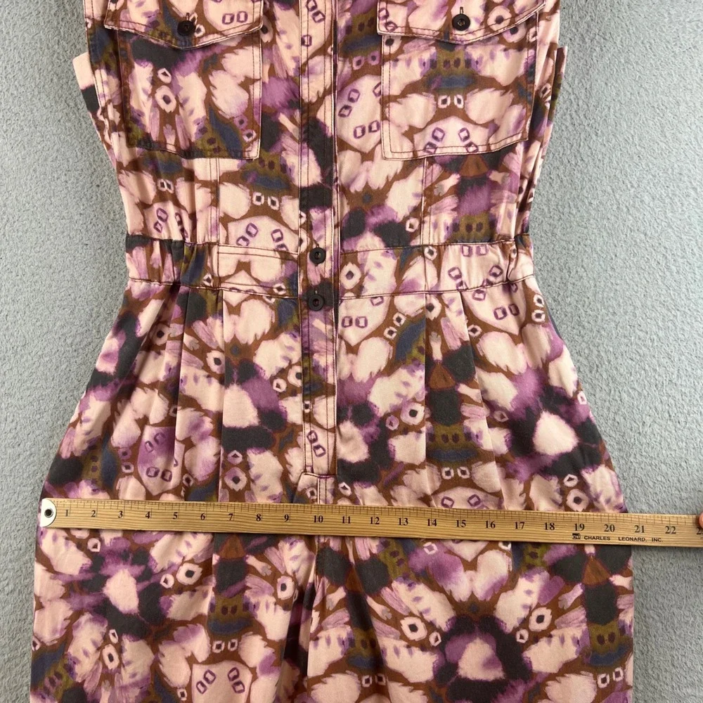 Anthropologie Maeve Purple Abstract Floral Cutout Back Ankle Tie Jumpsuit S - Picture 8 of 14
